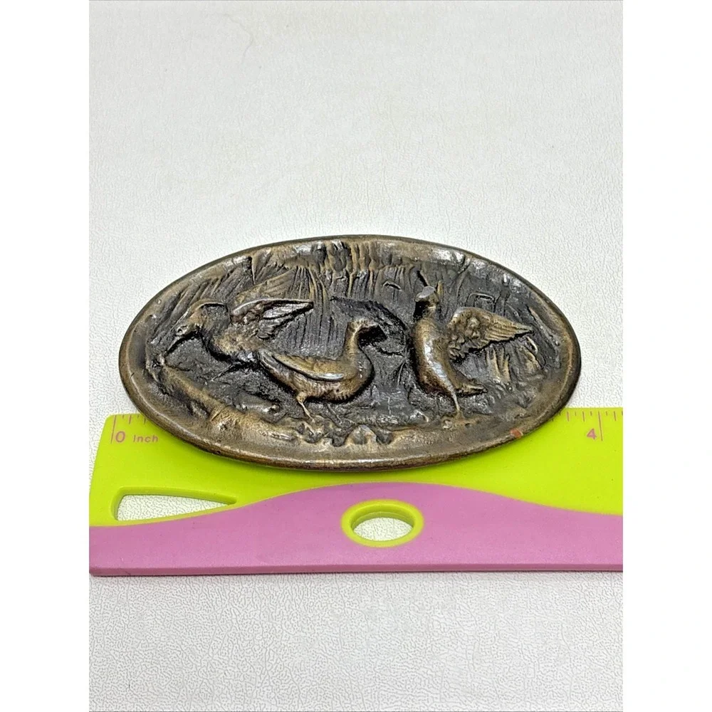 3D Ducks Belt Buckle Waterfowl Western‎ Southwestern Rockabilly Vintage 1970s